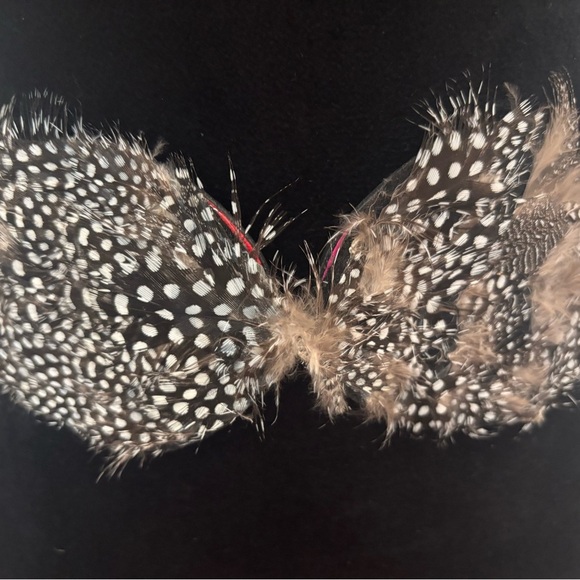 Peacock Feather Wide Stretch Black Boho Waist Front Clasp Belt Size Small - Picture 3 of 7